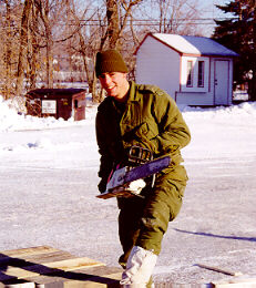 Army cutting wood